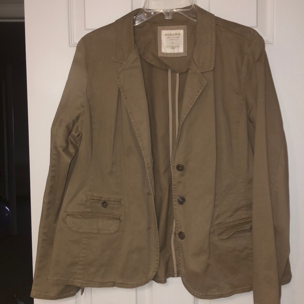 XL khaki jacket cotton/spandex blend